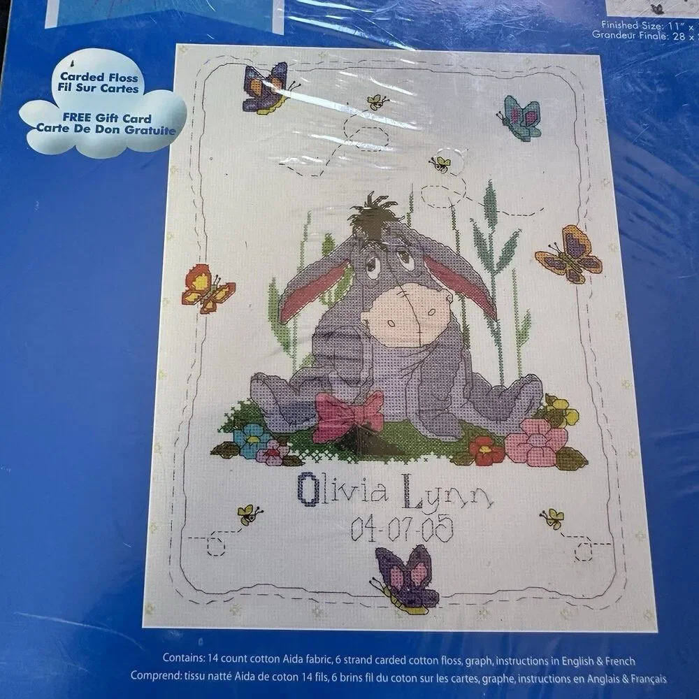 Disney Eeyore Butterflies Counted Cross Stitch Kit 1134-30 Janlynn 11” x 14” USA